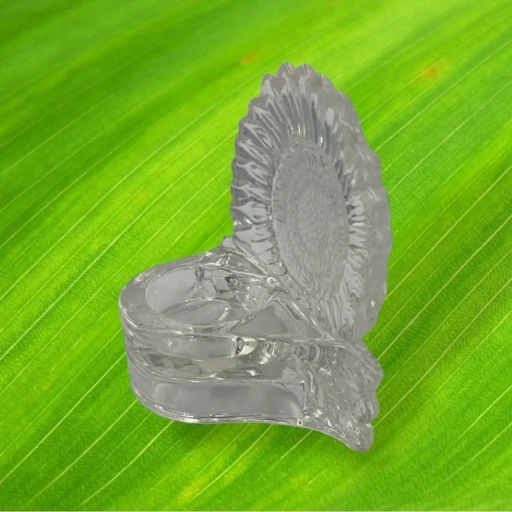 Partylite Clear Frosted Glass Sunflower Candle Tealight Holder - Picture 8 of 11